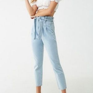 Forever 21 Women’s High Rise Paper Bag Ankle Jeans